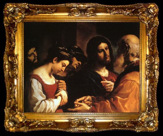 framed   Giovanni Francesco  Guercino Christ with the Woman Taken in Adultery, ta009-2